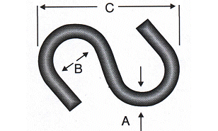 S hook, technical drawing