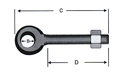 Eye bolt, technical drawing