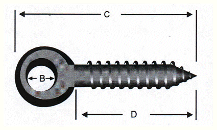 Eye screw, technical drawing