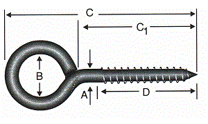 Welded eye screw, technical drawing