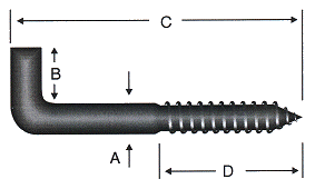 Water heater L-screw, technical drawing
