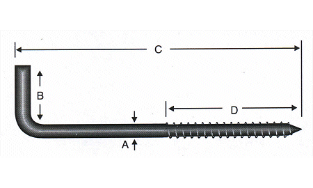 Curtain rod L-screw, technical drawing